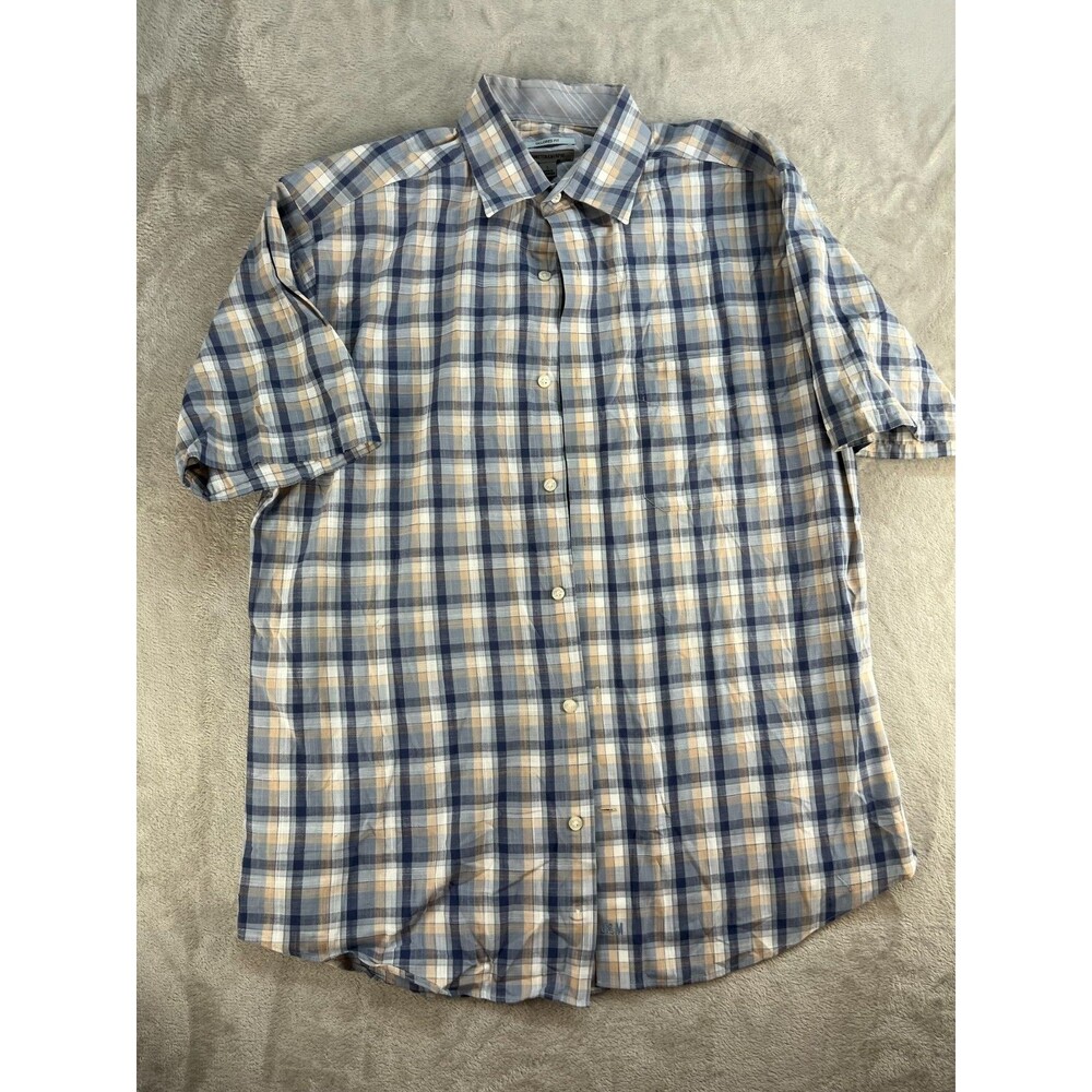 Johnston & Murphy Shirt Mens Large Tailored Fit Button-Down Cotton Casual
